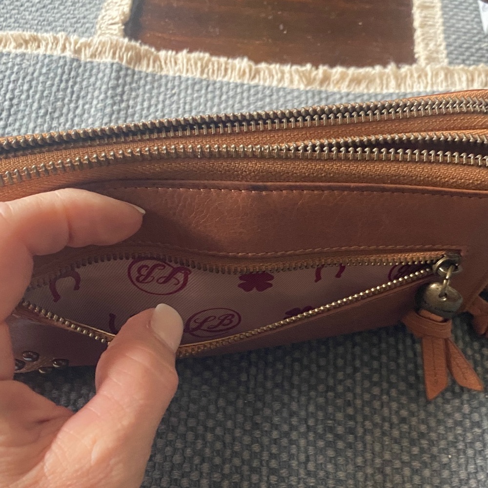 Lucky Brand Tan Leather Wallet with Clover Accent - Picture 3 of 3